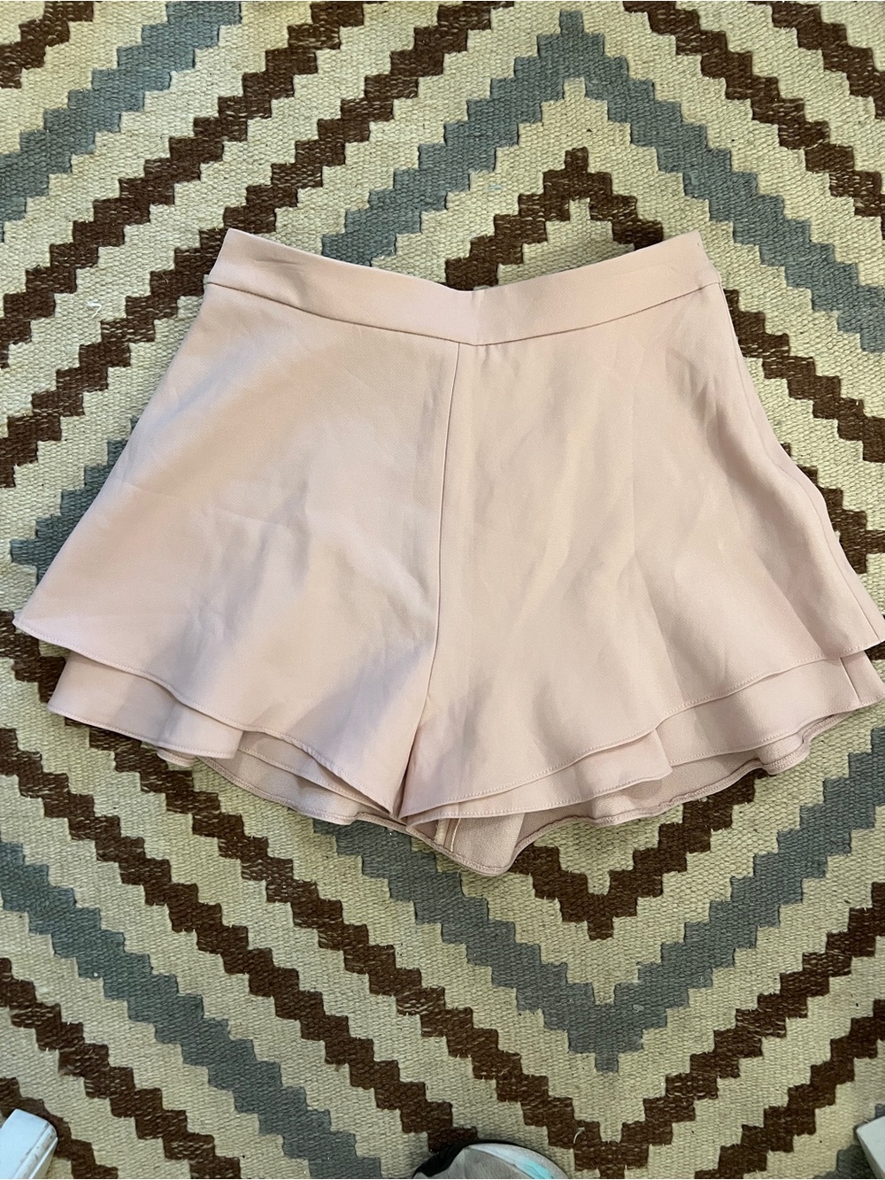 Zara Pink Layered Ruffle Shorts